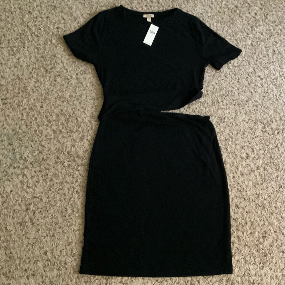 Anthropologie Bordeaux Black waist cutout dress. NEVER WORN TAGS ON